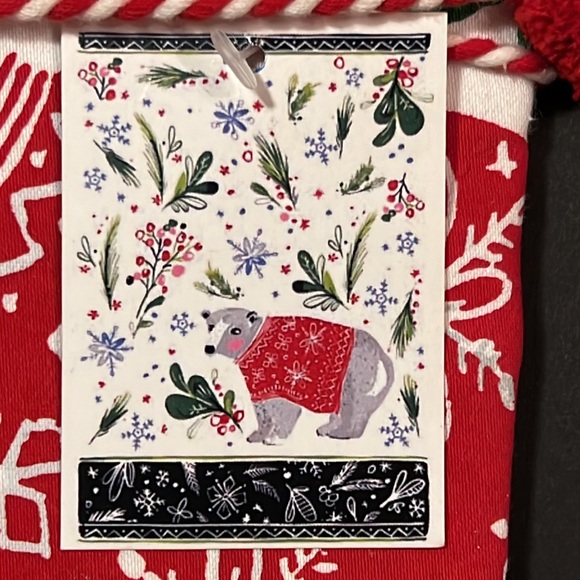 Polar bear mugs & matching dish towel-ready for gift with pompom string tie-NWT - Picture 5 of 11